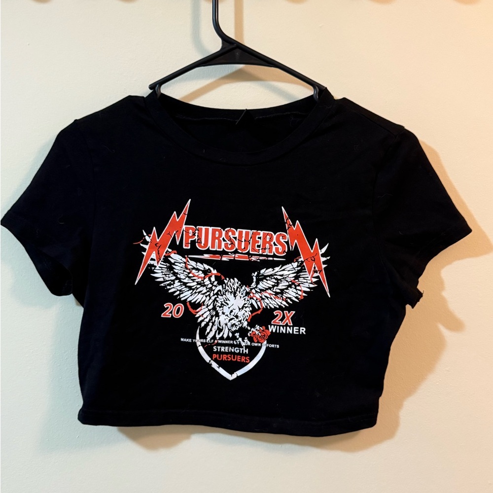 SHEIN Black Graphic Crop Top